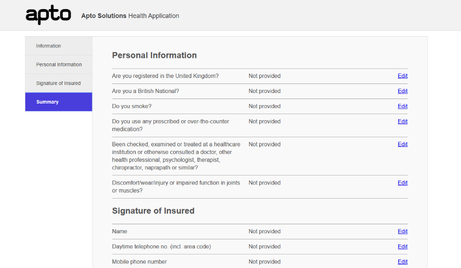 Screenshot of the Summary Component using tabs navigation